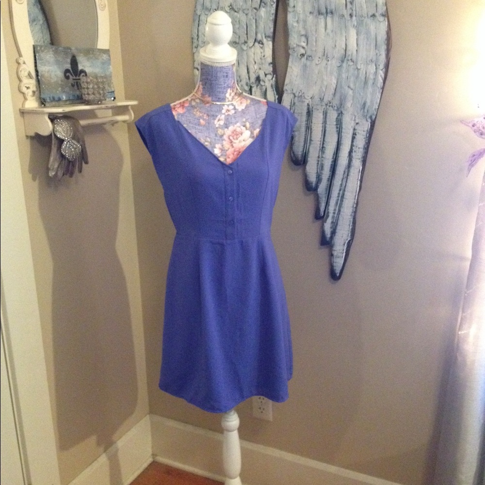 Forever 21 Violet V-Neck Button-Front Midi Dress